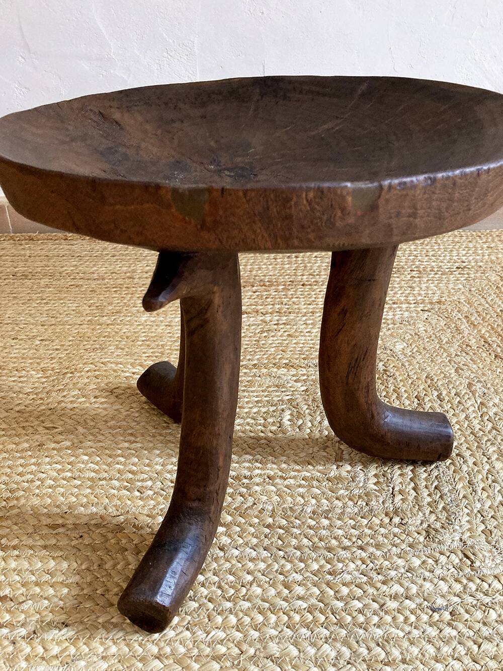 Ethiopian wooden tripod stool, Jimma ethnic group, early 20th century