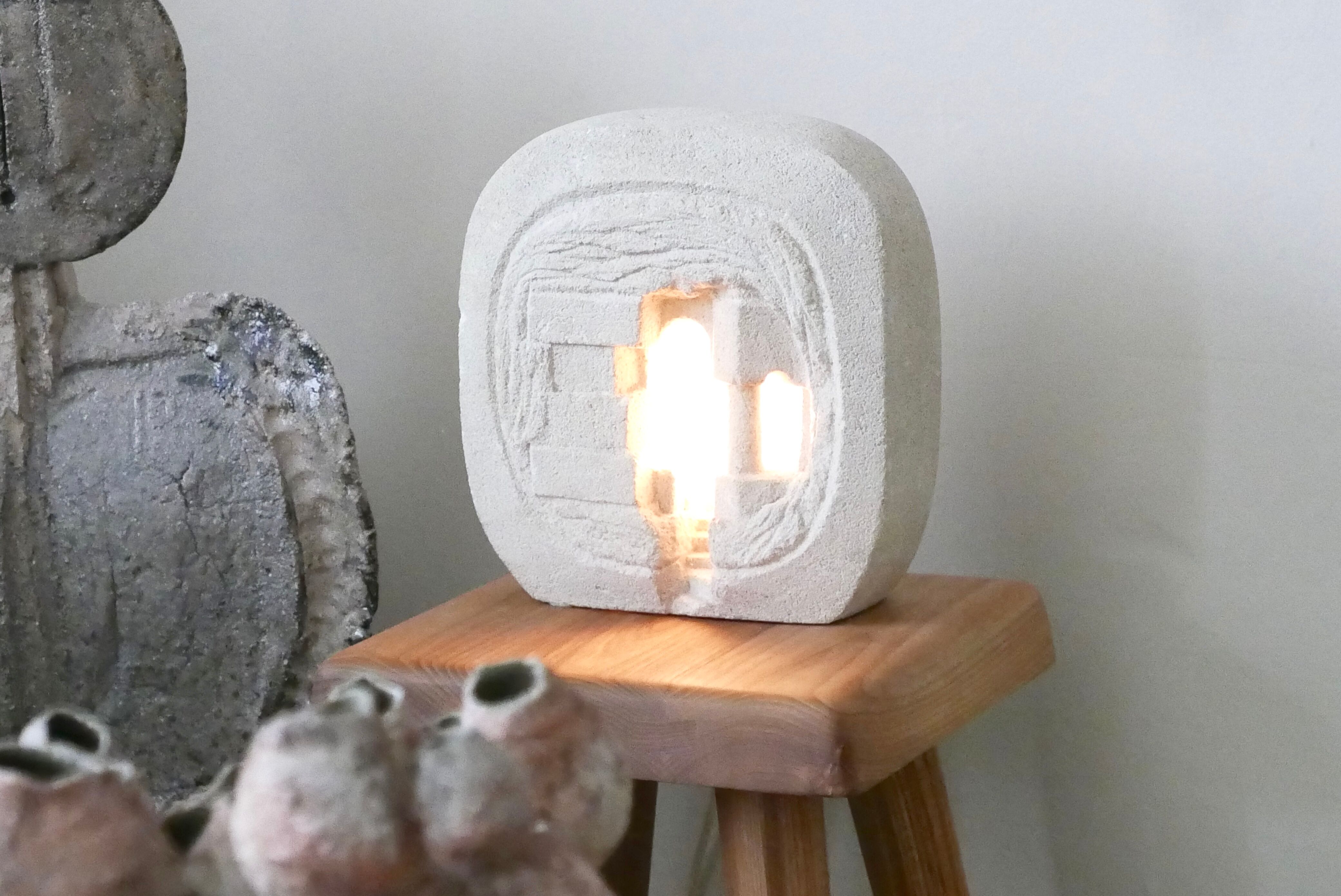 Arsène Galisson stone lamp 1960s