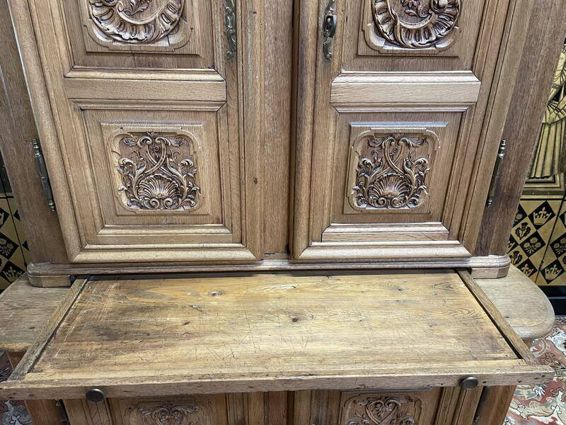 Two-body Renaissance carved oak sideboard