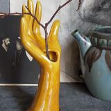 Soliflore baguier hand ceramic iridescent 50s