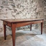 Antique French Farmhouse Table | 19th Century Cherry Wood Table with Drawer and Extension | 1880–1900 Rustic Kitchen