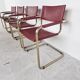 Red leather bauhaus design dining chairs - 1980