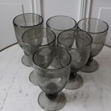 Lot de 6 verres à vin en verre bullé