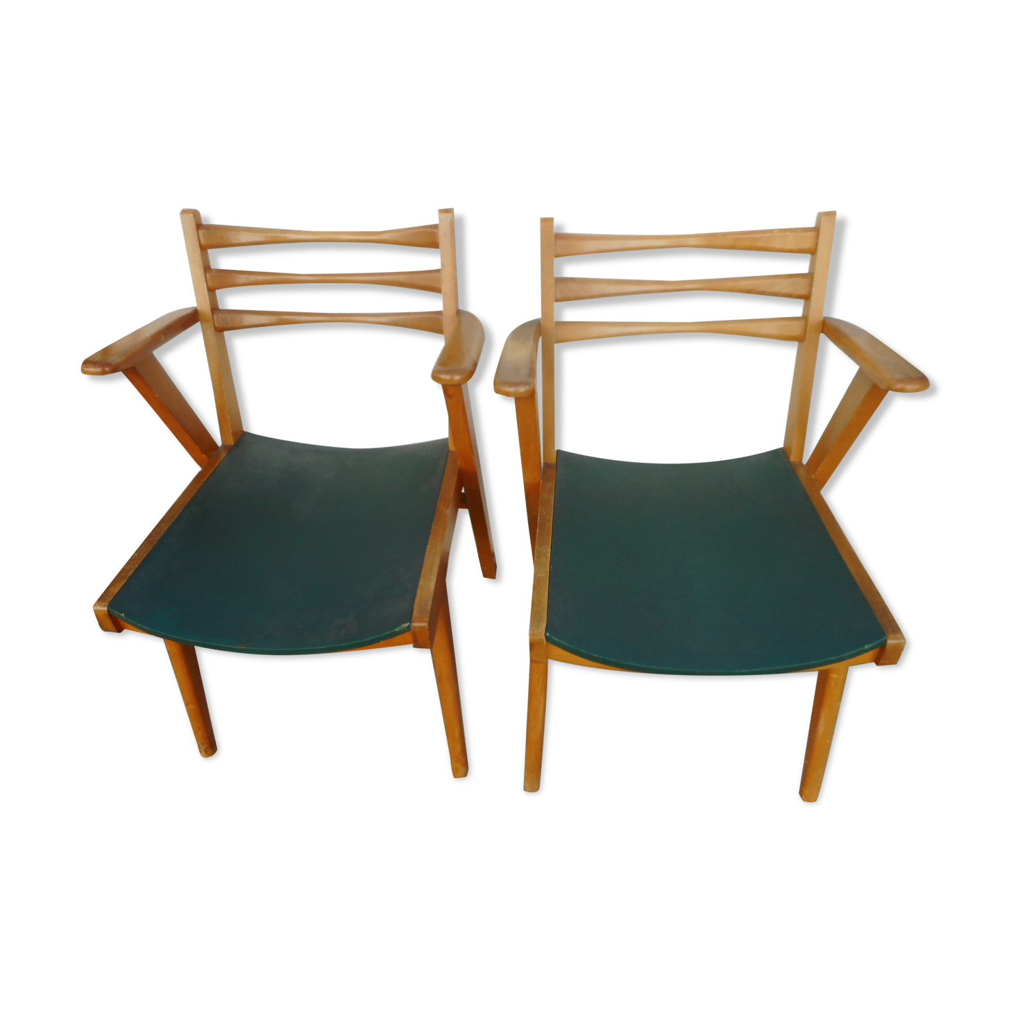 Pair of light wood armchairs