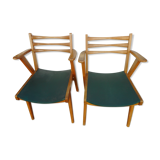 Pair of light wood armchairs