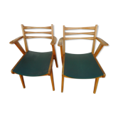 Pair of light wood armchairs