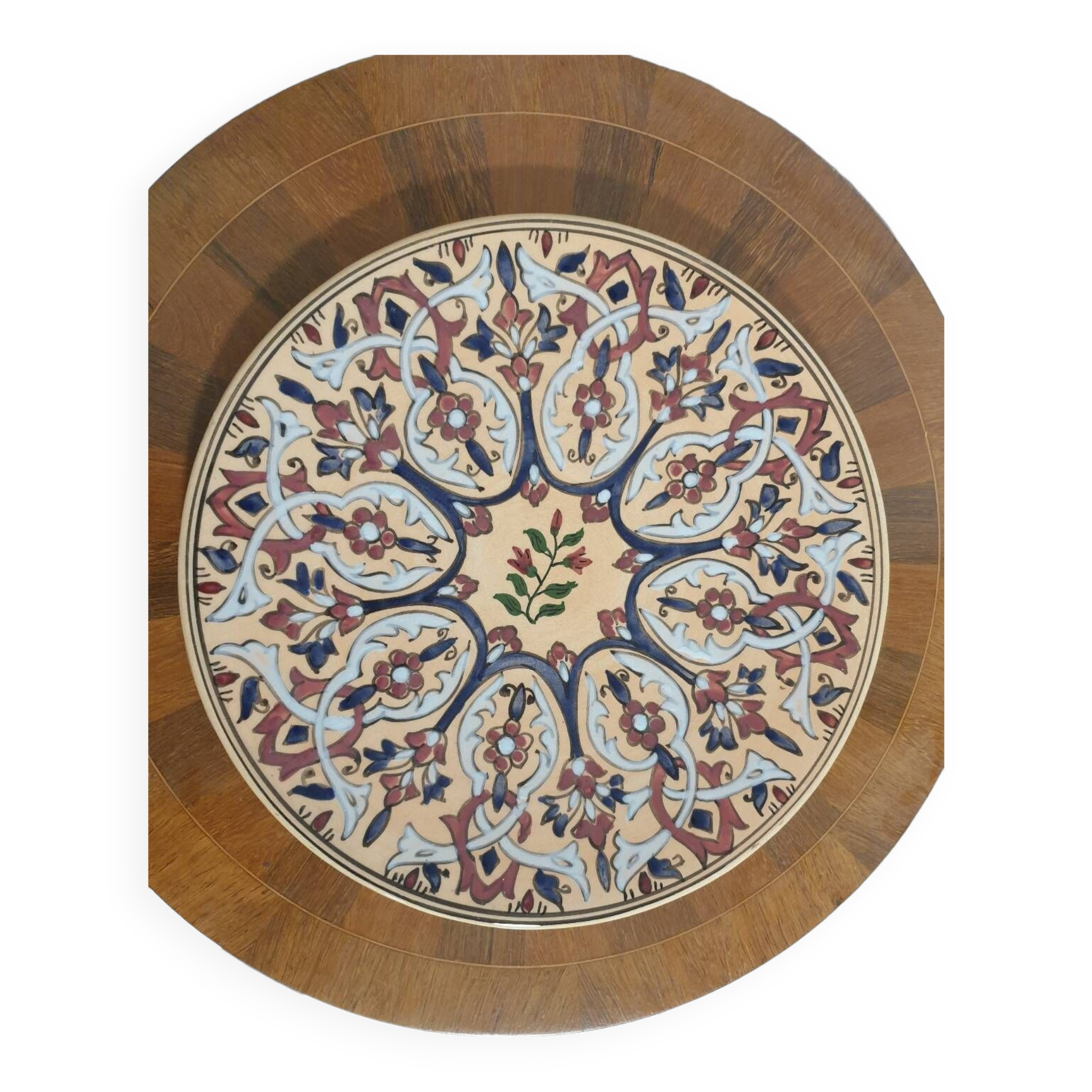 Couscous dish in ceramized terracotta and enamels
