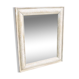 Antique mirror with whitewashed wood frame