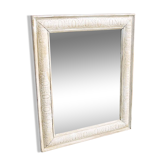 Antique mirror with whitewashed wooden frame