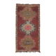1970s Vintage Turkish Oushak Handmade Wool Cotton Red Area Rug 190x375