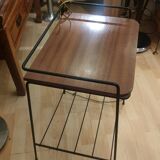 Floor lamp end of sofa in wrought iron and mahogany 1950