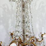 6 Light Bronze And Crystal Chandelier