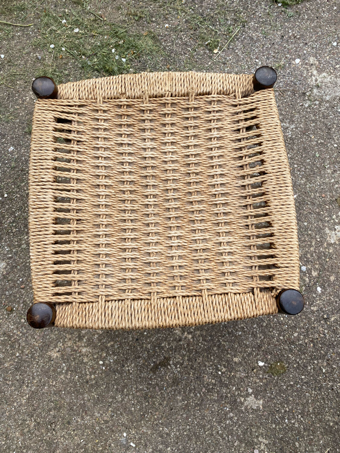 Vintage wooden stool and rope