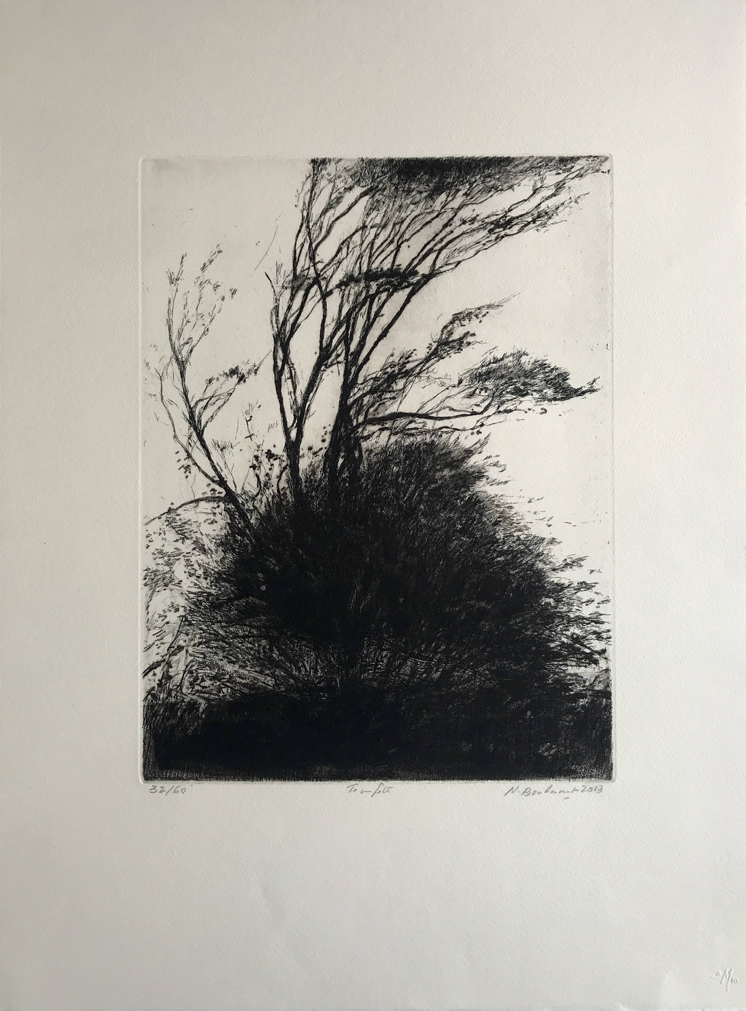 Nicole BOUHARMONT, Tempête, 2013. Original signed drypoint