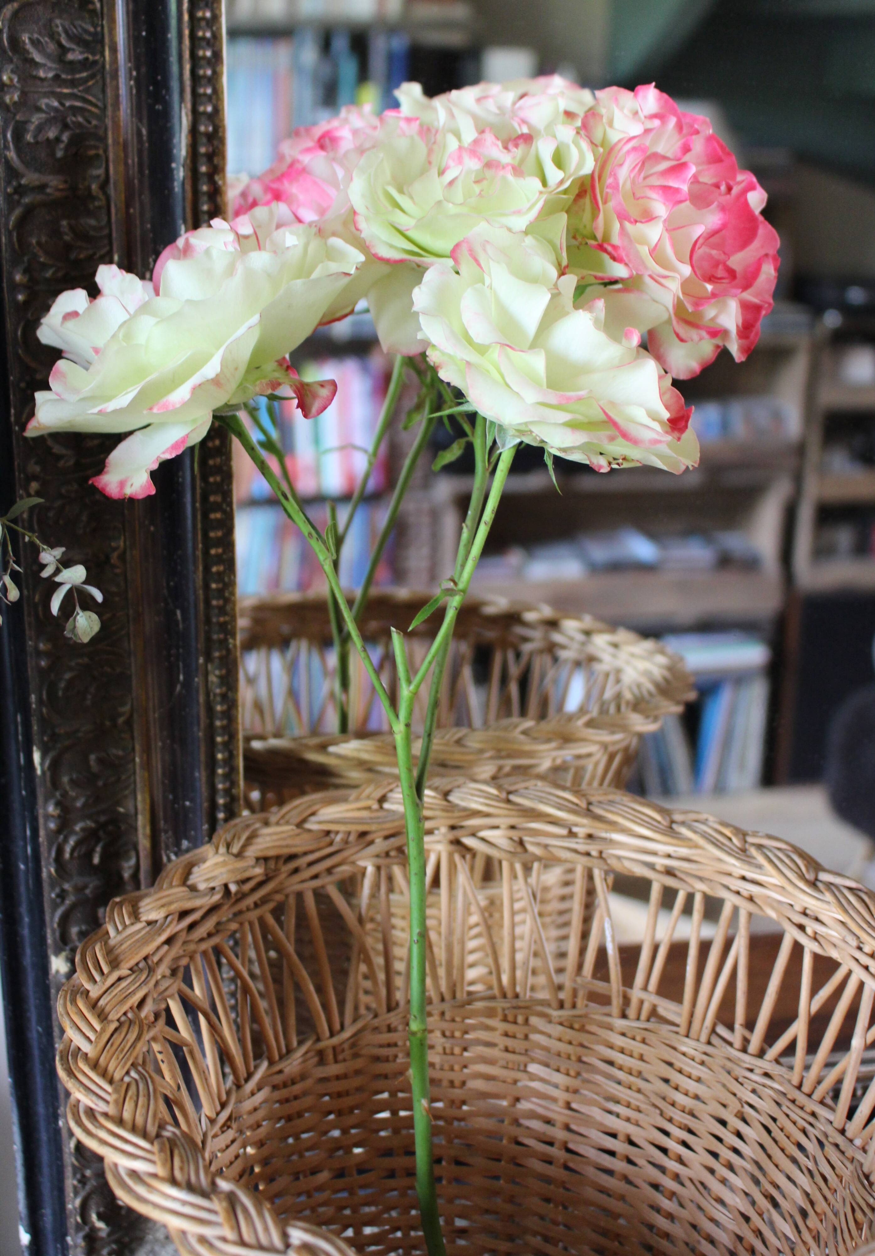 Vintage wicker willow paper bin