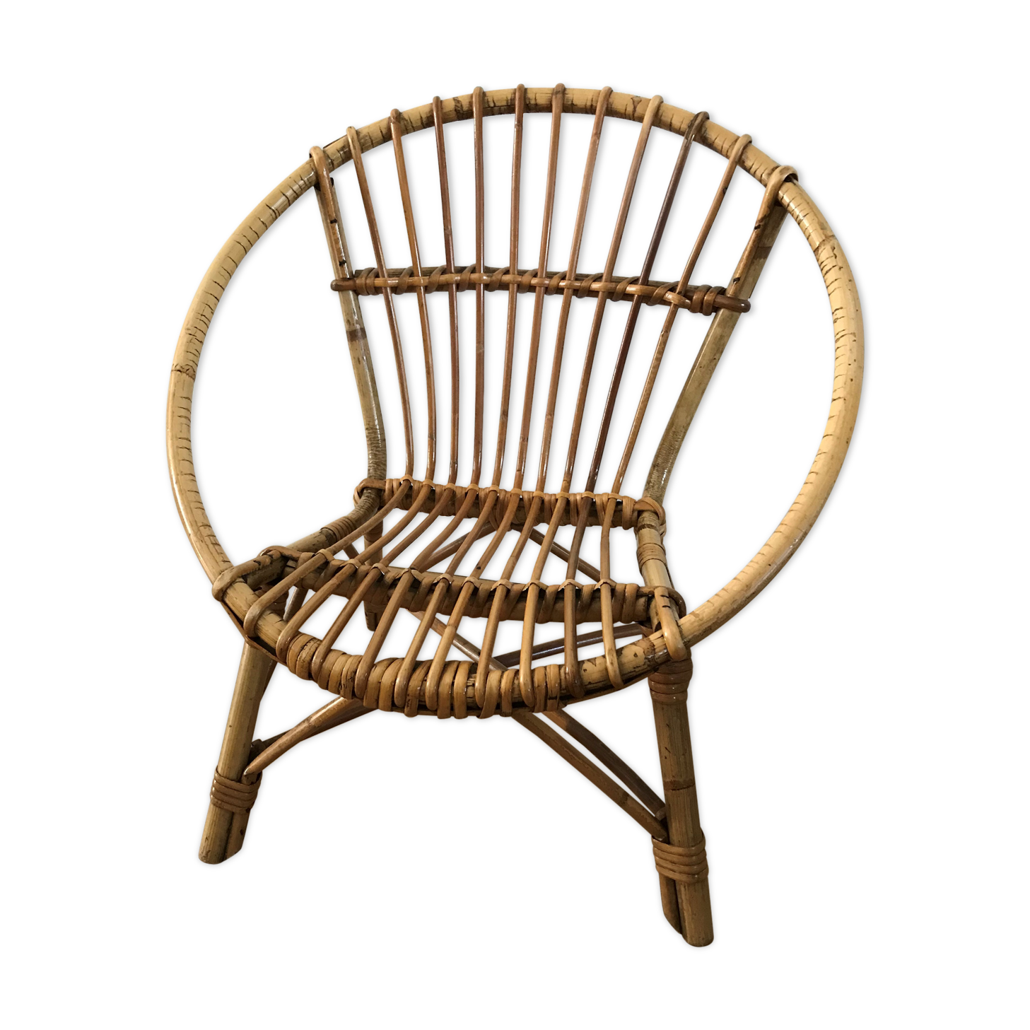 Fauteuil corbeille enfant en rotin