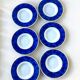 6 Genevieve Lethu Blue and White Coffee Cups and Saucers