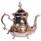 Oriental teapot in chrome metal and brass, 12x19cm