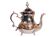 Oriental teapot in chrome metal and brass, 12x19cm