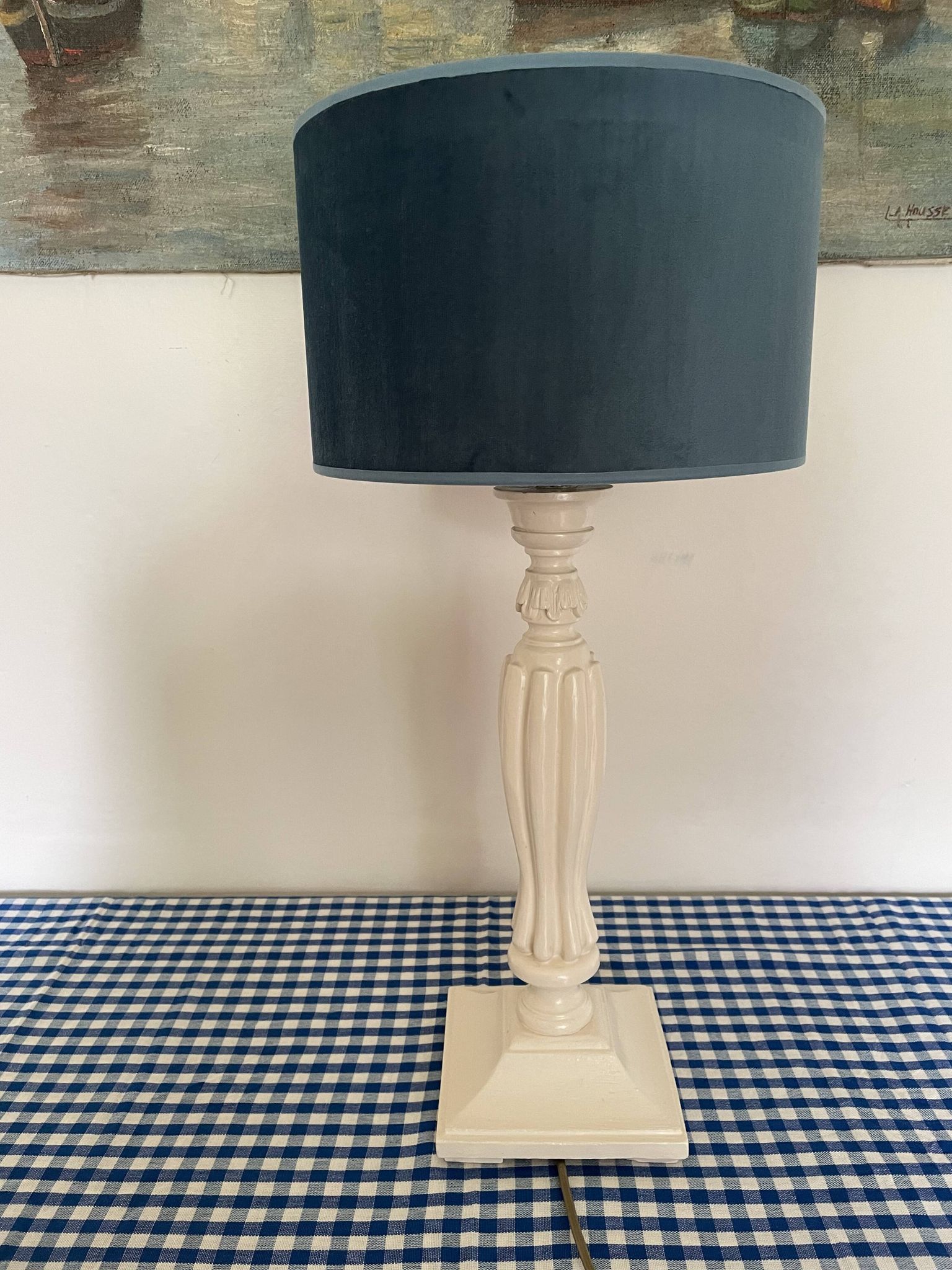 Lampe en bois sculpté Blanc d’Ivoire