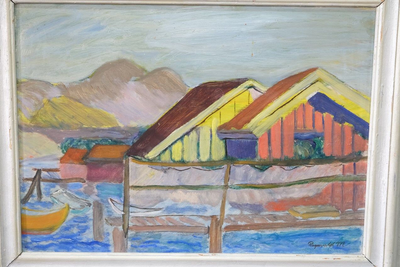 Ragnvald Magnusson, Swedish Modern Landscape, 1960, Oil on Panel, Framed