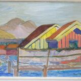 Ragnvald Magnusson, Swedish Modern Landscape, 1960, Oil on Panel, Framed