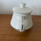 Antique Aluminite Teapot FRUGIER White & Silver Ceramic Vintage