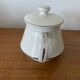 Antique Aluminite Teapot FRUGIER White & Silver Ceramic Vintage