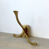 Art Deco Brass Coat Rack with 4 Hooks