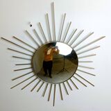 Vintage brass sunburst mirror 1970s