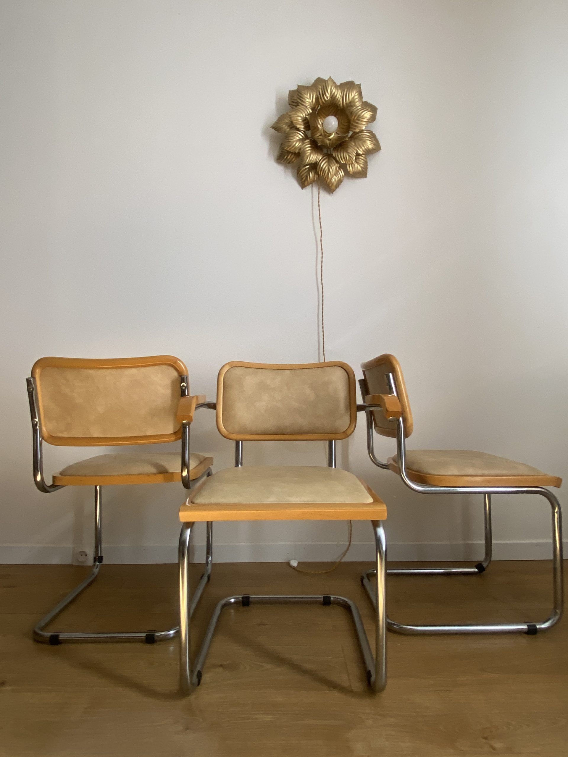Fauteuil cesca b64 en skaï beige Marcel Breuer