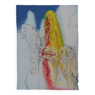 Salvador dali : les chevaux, lady godiva, 1983, lithographie signée