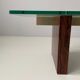 Mid-century minimalist thick glass coffee table, rosewood legs, 1960, Germany.