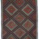 Tapis kilim en laine fait main vert et bordeaux 7x10, 220x296 cm
