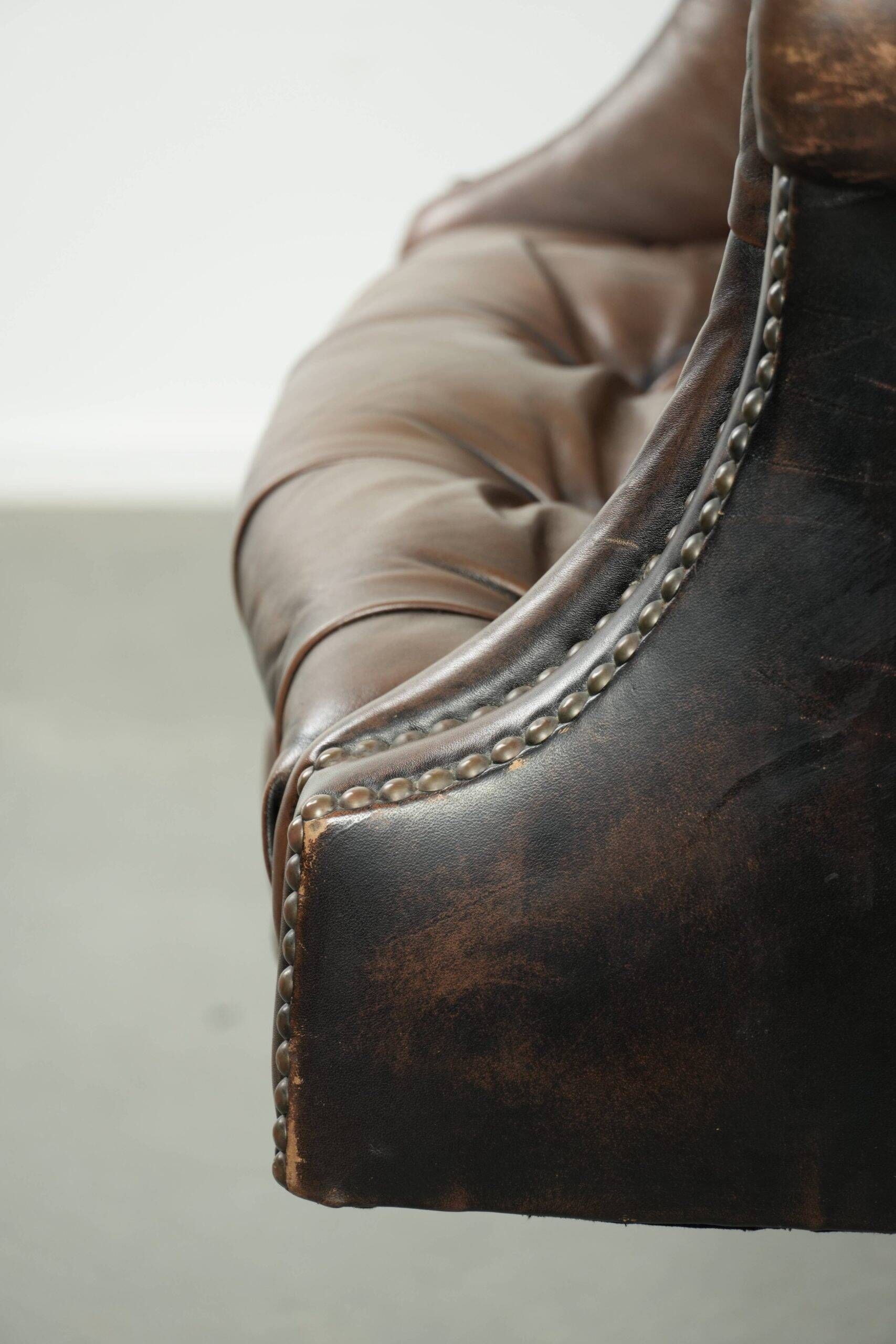 Vintage Chesterfield office chair with decorative nails in English style