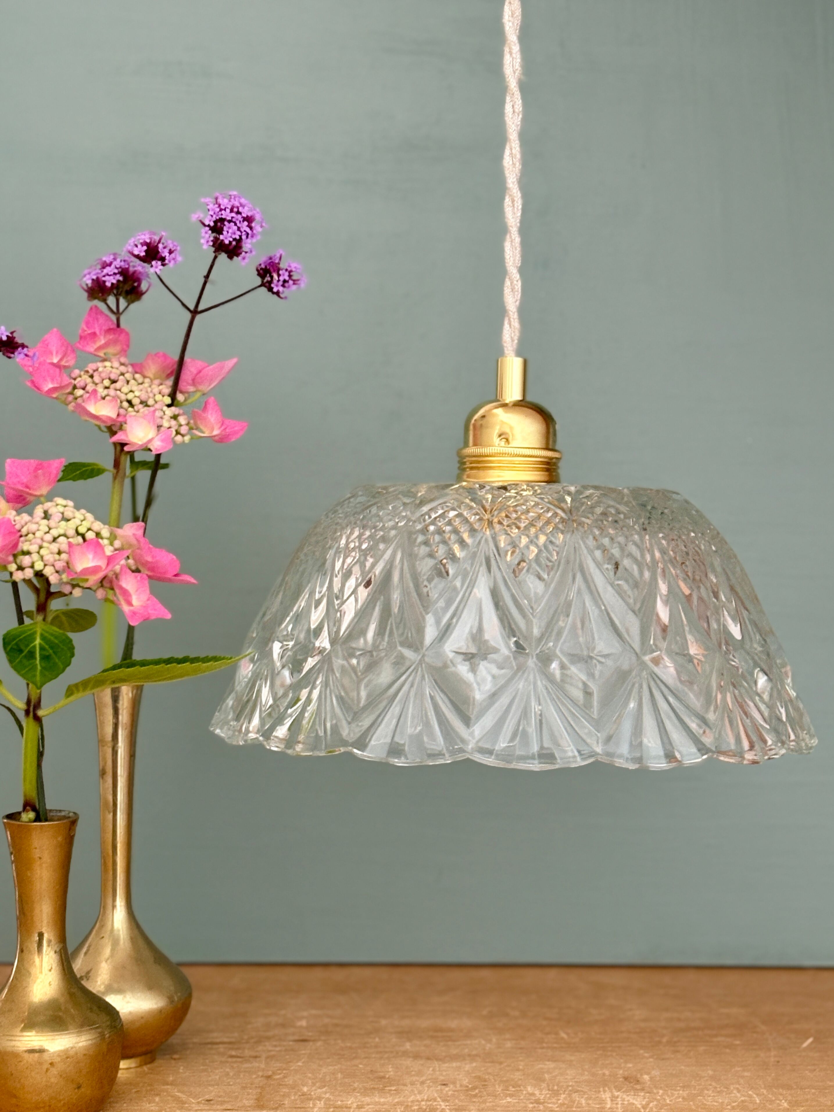 Vintage glass pendant light - tableware collection -