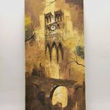 Tableau Notre Dame peinture originale signée 1964