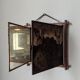 Antique Asian decorative triptych mirror with chain wall decoration in wood.