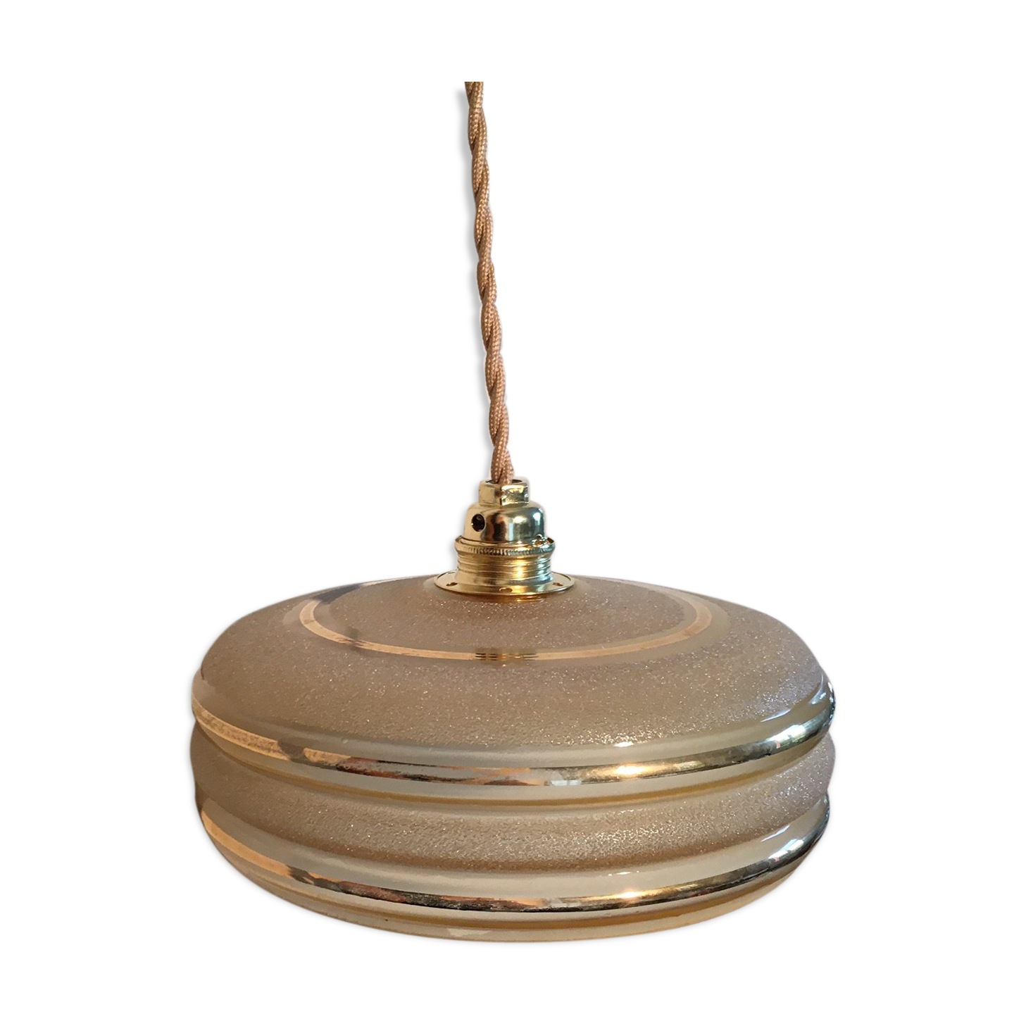 Hanging in yellow granite glass and golden edar