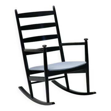 Chaise à bascule en hêtre noir par Niels Eilersen, Danemark, années 1960