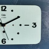 Vintage formica clock rectangular silent wall clock "Odo blue black"