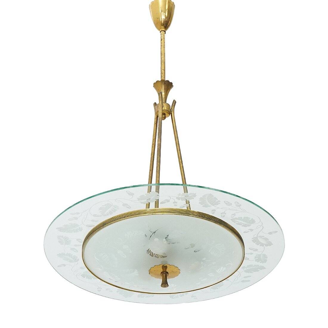 Brass and glass chandelier, 1950s