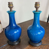 Pair of crackled ceramic lamps