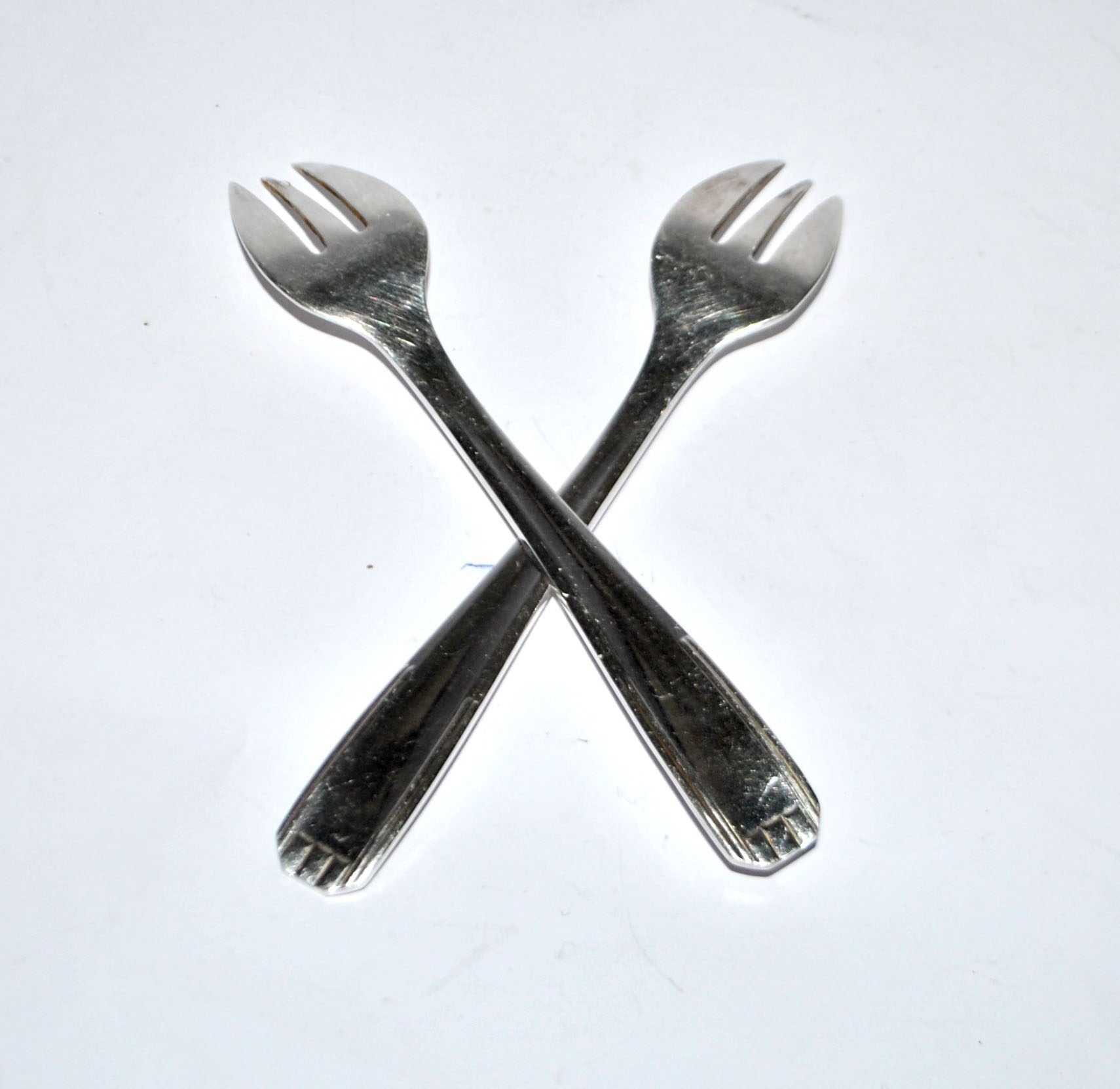 Christofle Alfenide – Lot of 2 dessert forks model Paris silver-plated Art Deco