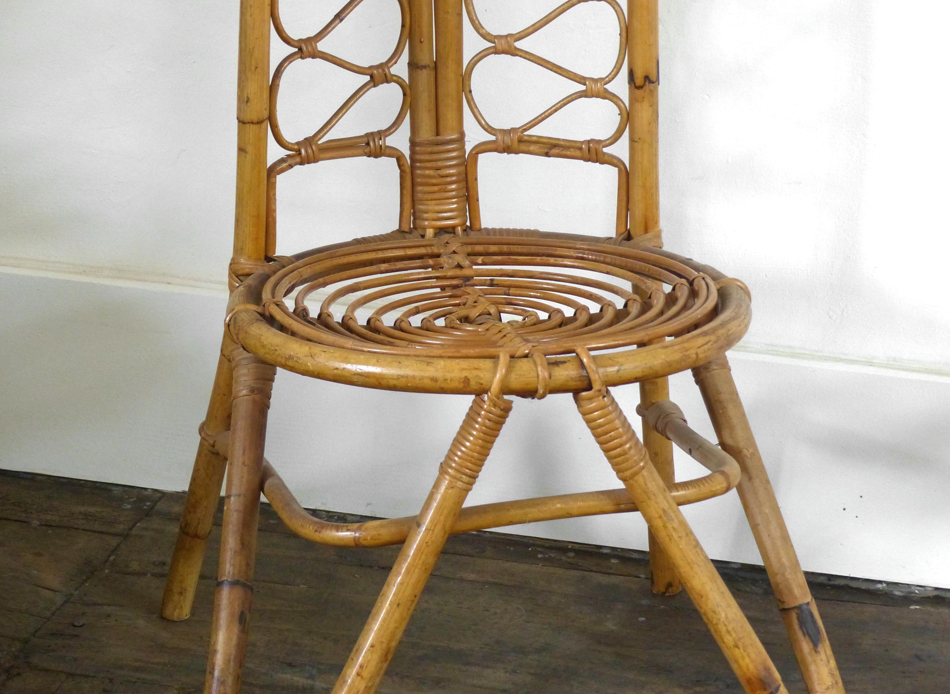 Pair of low bamboo chairs 1960