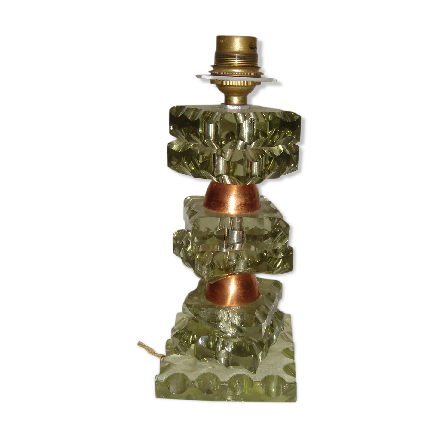 Lampe en verre & cuivre de 1940