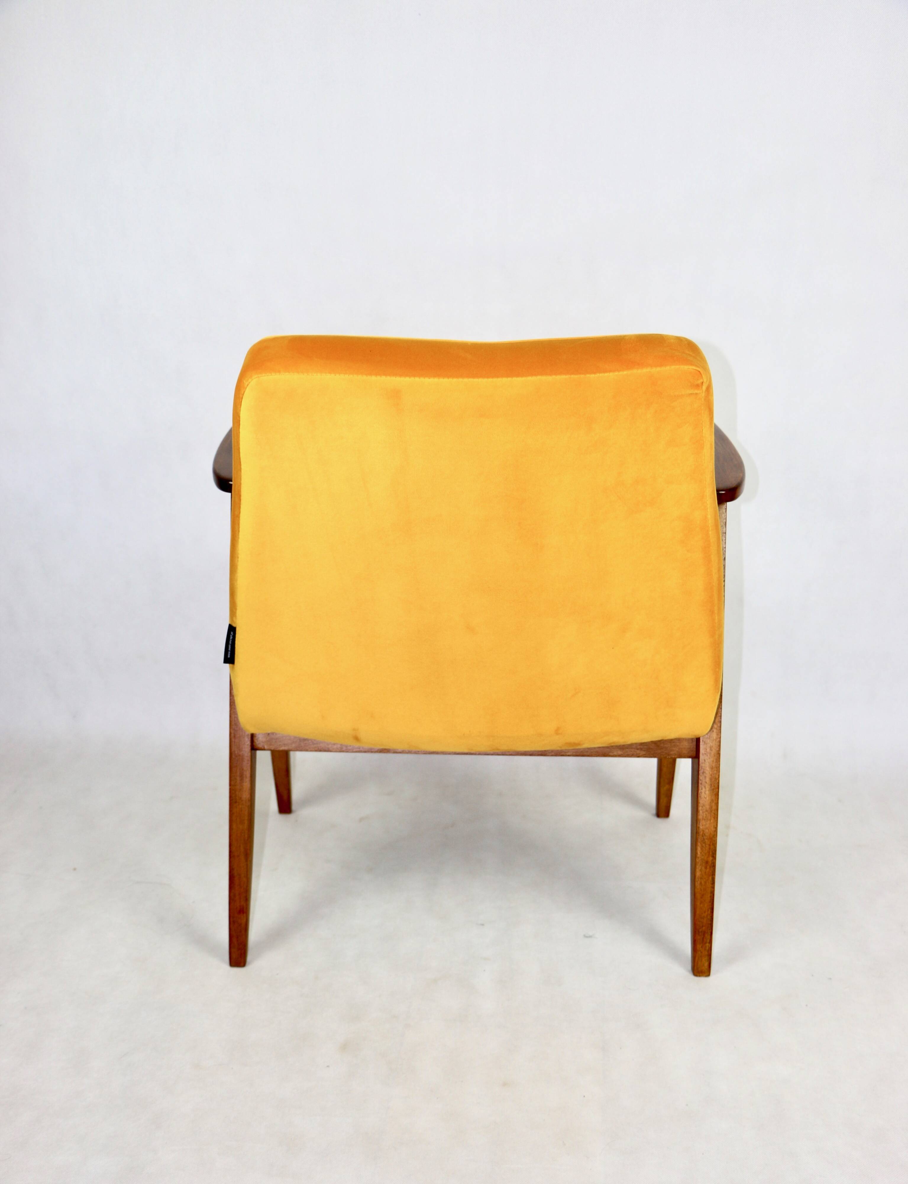 Fauteuil vintage Chierowski 366, 1970, velours jaune or