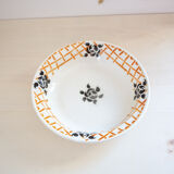 Salad bowl flat black flowers and geometric patterns Badonviller Roscoff