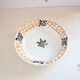 Salad bowl flat black flowers and geometric patterns Badonviller Roscoff