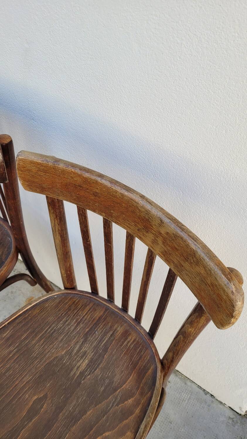 Set of 4 vintage Baumann style bistro restaurant chairs 1950s